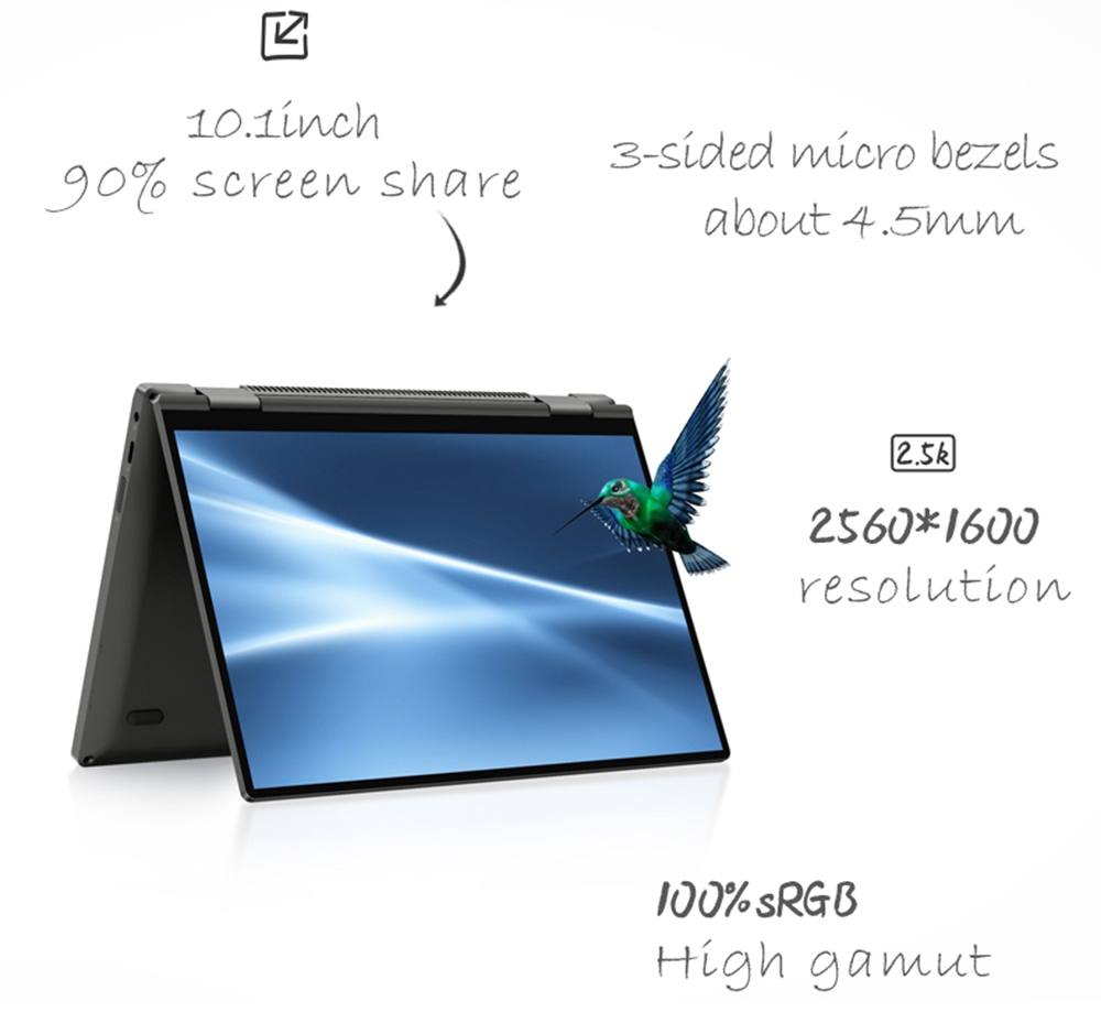 One Netbook 4 Platinum Laptop 360 Degree YOGA 10.1" Touch Screen Intel Core i7-1160G7 16GB DDR4 RAM 512GB PCI-E SSD WiFi 6 Windows 10 Fingerprint - Black