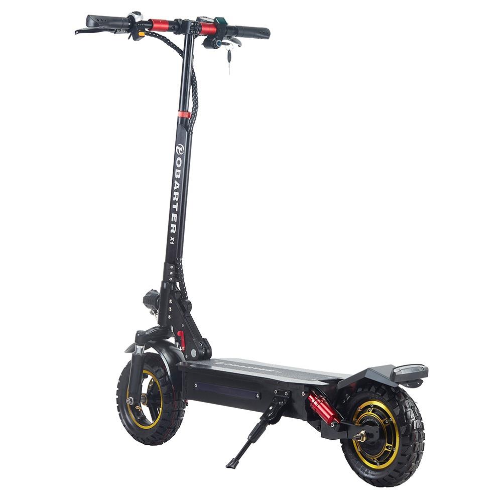 OBARTER X1 Folding Electric Sport Scooter 10" Off-road tyre 500W Brushless Motor 48V 20Ah Battery BMS 3 Speed Modes Dual Disc Brake Max Speed 55KM/h LED Display 40-50KM Long Range - Black