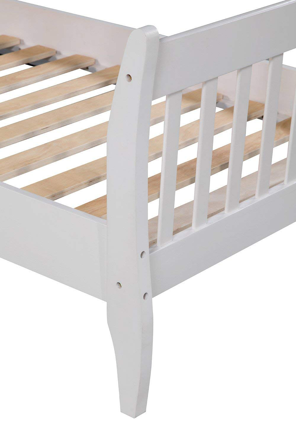 TOPMAX 80" Bed Frame with Wooden Slats and Railings (Frame Only)