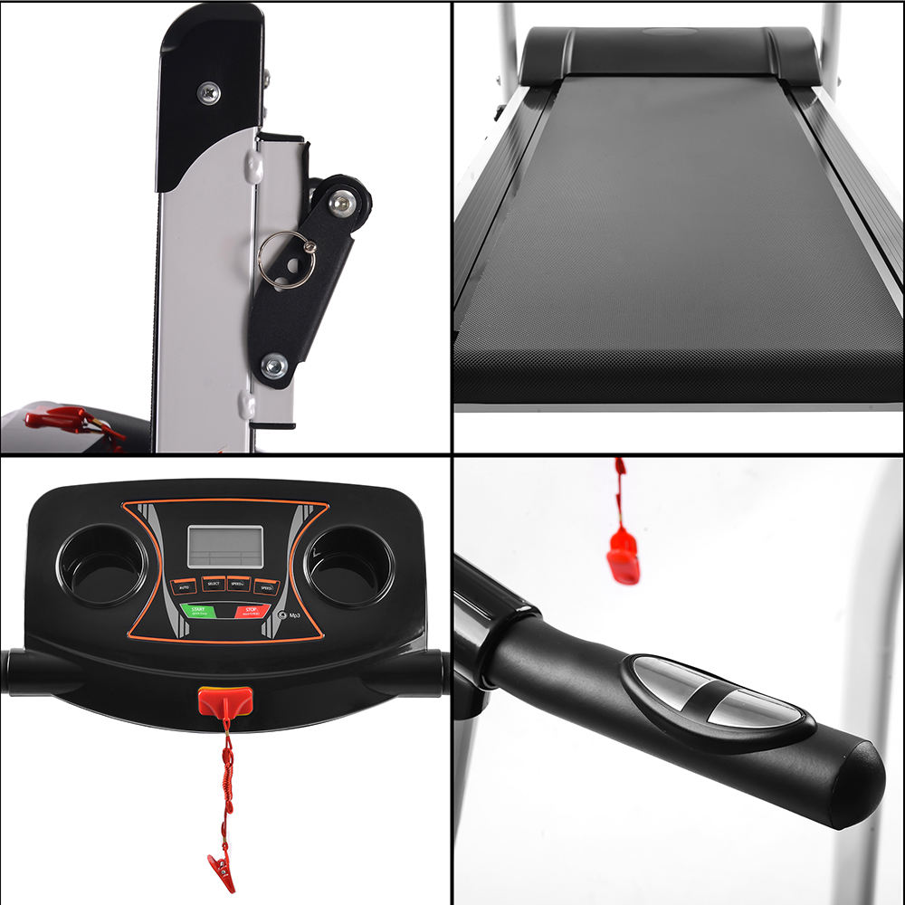 1200W Electric Treadmill Folding Motorized Running Machine 5" LED Display 3 Modes and 12 Automatic Programs Hand Pulse Sensor  -Black