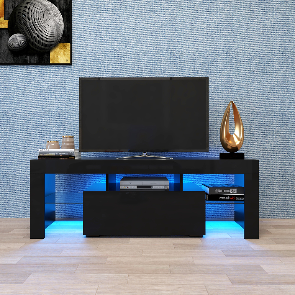 51" TV Stand with LED RGB Lights, Suitable for Placing TVs up to 55" - Black