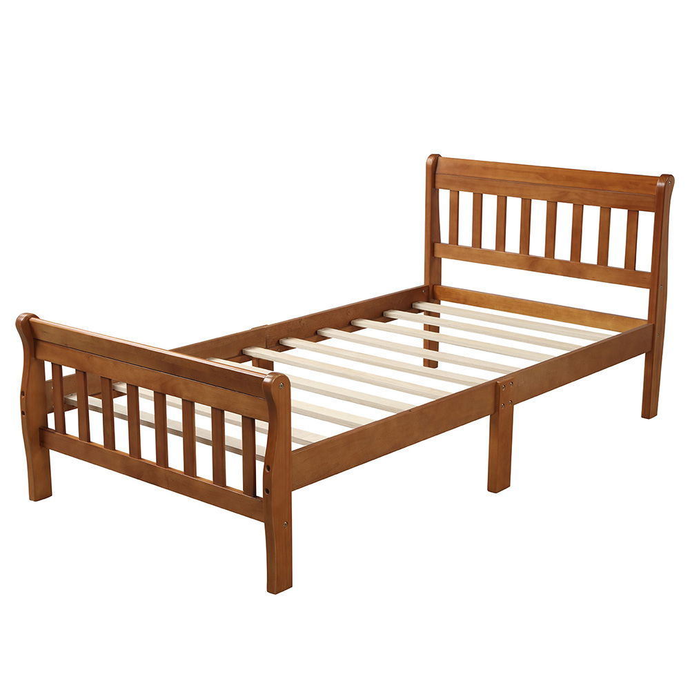 Twin Size Solid Wood Bed Frame with Headboard and Footboard - Oak