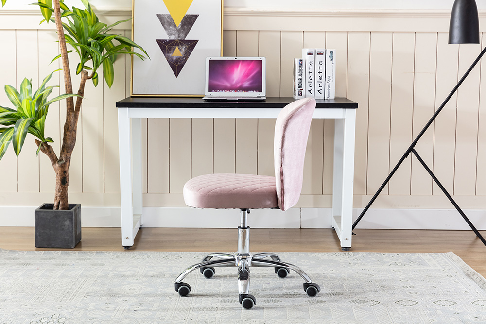 Home Office Velvet Swivel Chair Pink