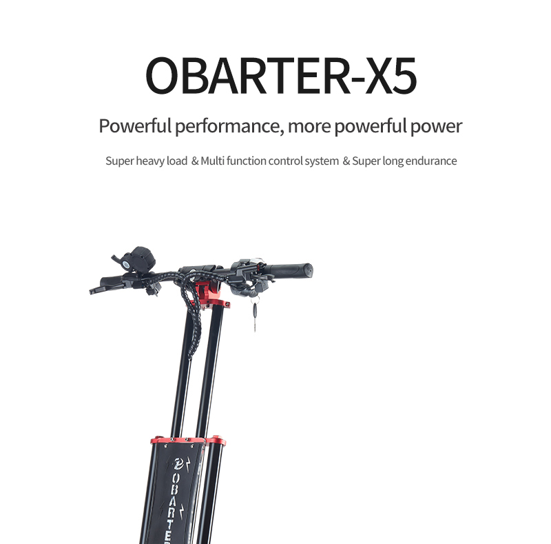 OBARTER X5 Folding Electric Sport Scooter 13" Off-road tyre 2800W x2 Brushless Motor 60V 30Ah Battery BMS 3 Speed Modes Oil Disc Brake Max Speed 85KM/h LED Display 65km-75km Long Range - Black