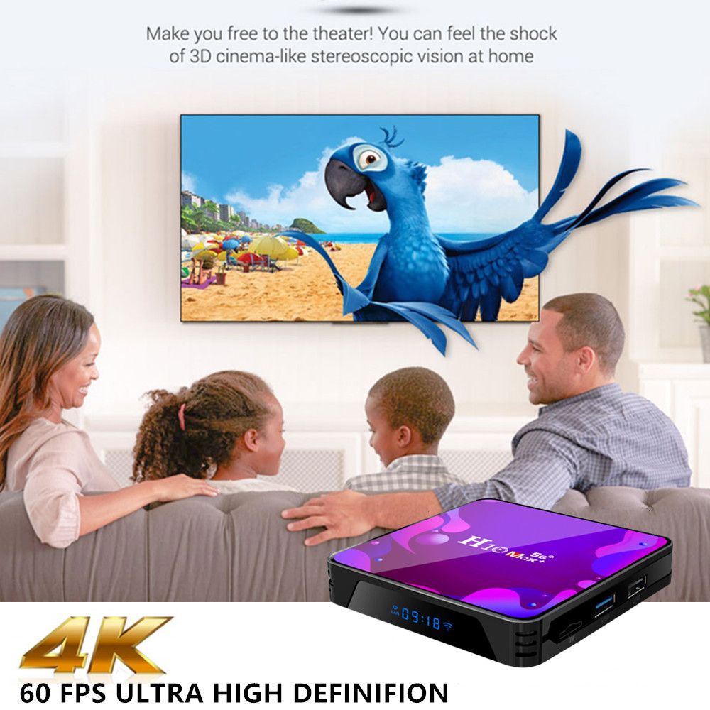 H10 MAX Android 10.0 Allwinner H616 6K TV Box 2GB/16GB Airplay USB2.0*3 WiFi LAN Google Play Youtube Netflix Facebook - Black