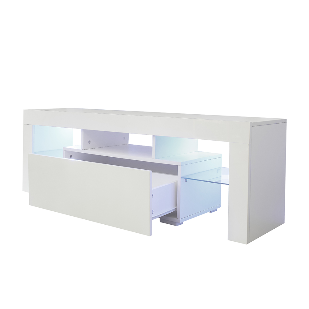 51" TV Stand with LED RGB Lights, Suitable for Placing TVs up to 55" - White