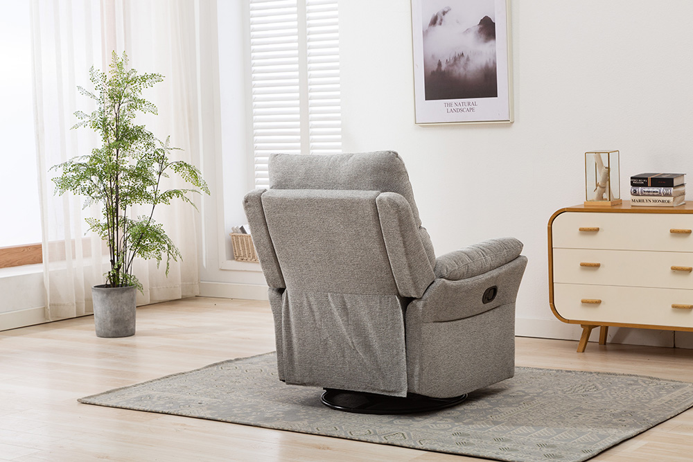 1-seat Swivel Rocker Fabric Recliner with Backrest and Armrests for Living Room, Bedroom, Office, Hotel, Bar - Silver