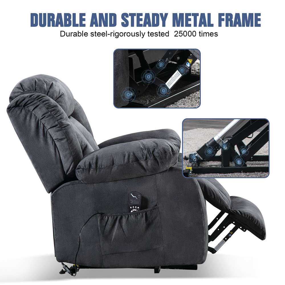 1seat Electric Massage Lift Recliner with Heat and Vibration Grey