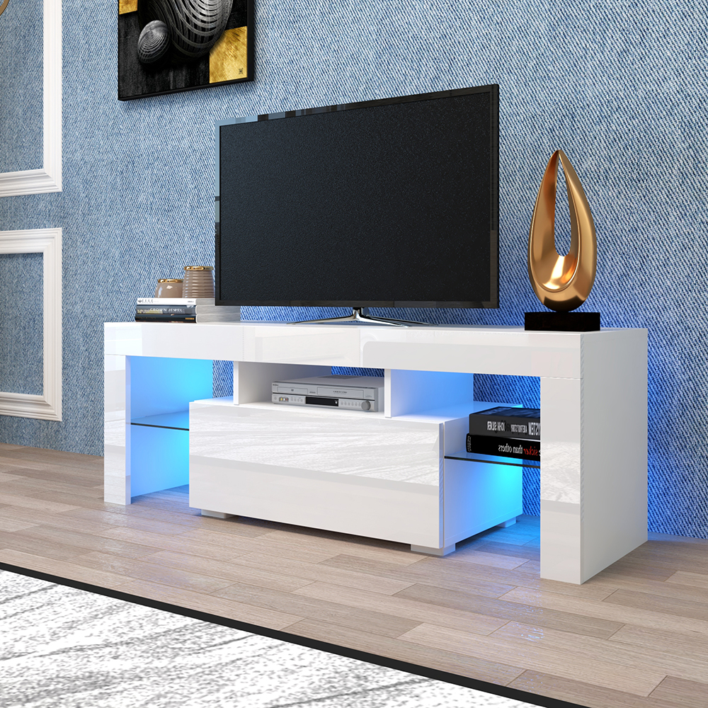 51" TV Stand with LED RGB Lights, Suitable for Placing TVs up to 55" - White