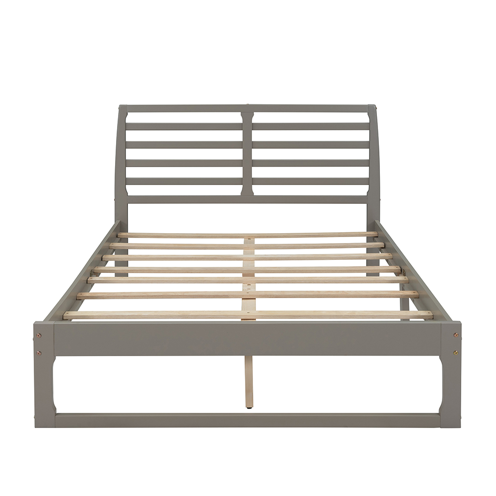 Full Size Wooden Bed Frame Simple Modern Design Gray