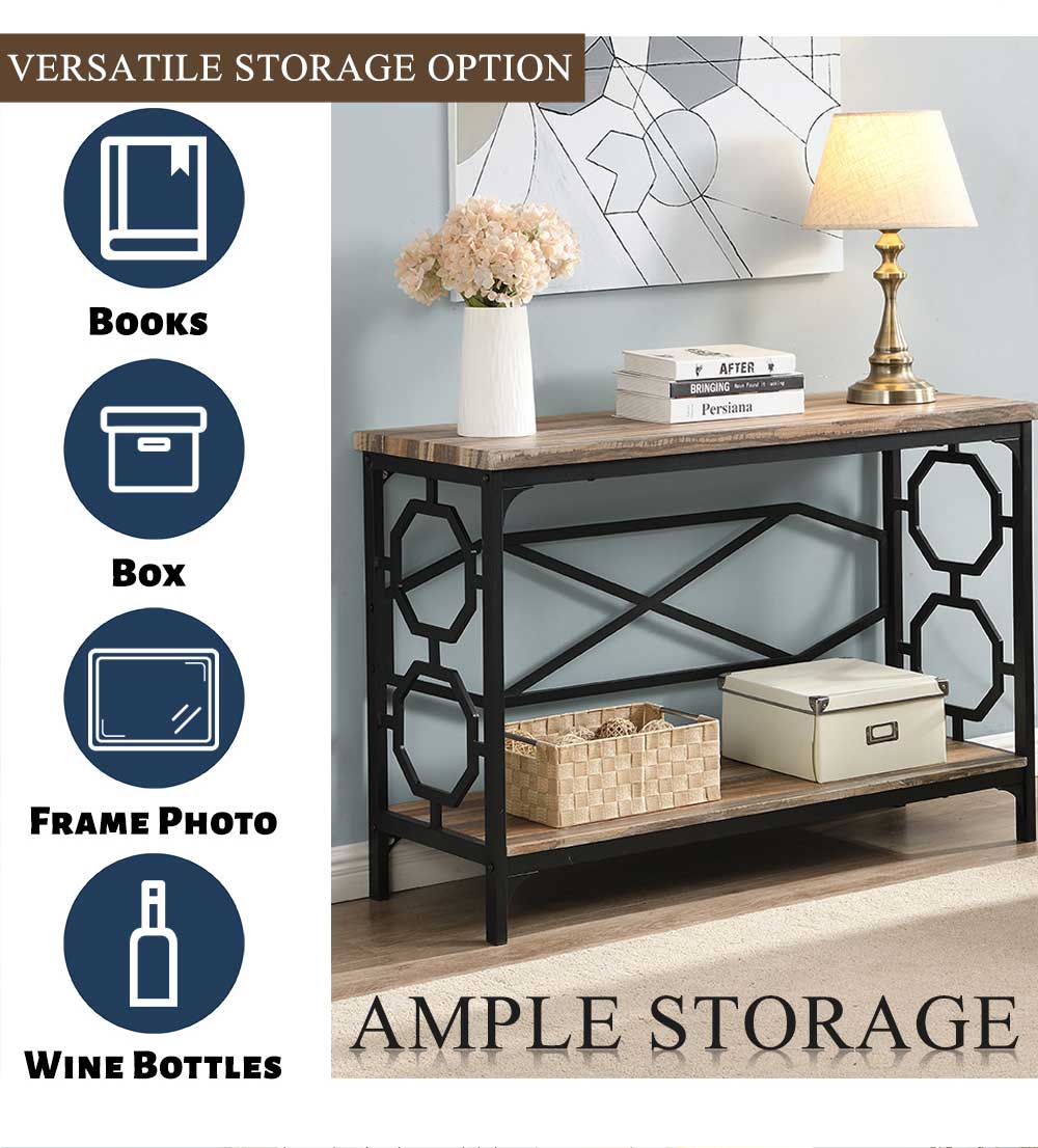 Home Office Corridor Entrance Console Table Storage Shelf Beige