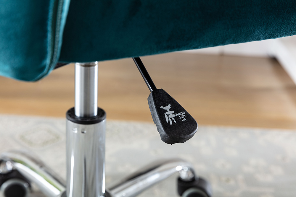 Home Office Velvet Swivel Chair Height Adjustable with Curved Backrest and Casters for Living Room, Bedroom, Office - Teal