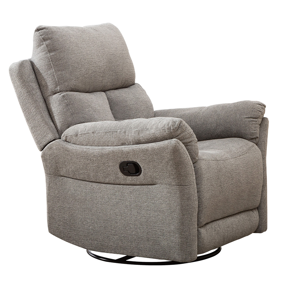 1-seat Swivel Rocker Fabric Recliner with Backrest and Armrests for Living Room, Bedroom, Office, Hotel, Bar - Silver