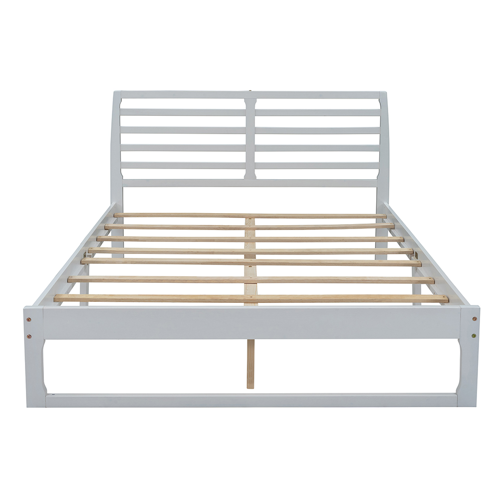 Queen Size Wooden Bed Frame Simple Modern Design White