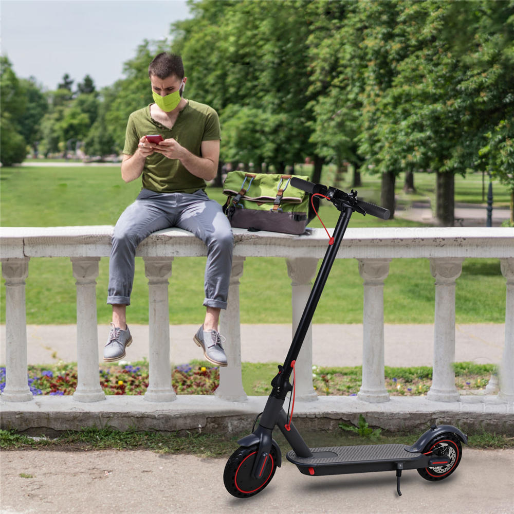 M1 Folding Electric Scooter 8.5" 350W Motor 36V 10.4Ah Battery BMS 3 Speed Modes Disc Brake Max Speed 25KM/h LCD Display 40-45KM Long Range Support Bluetooth APP - Black