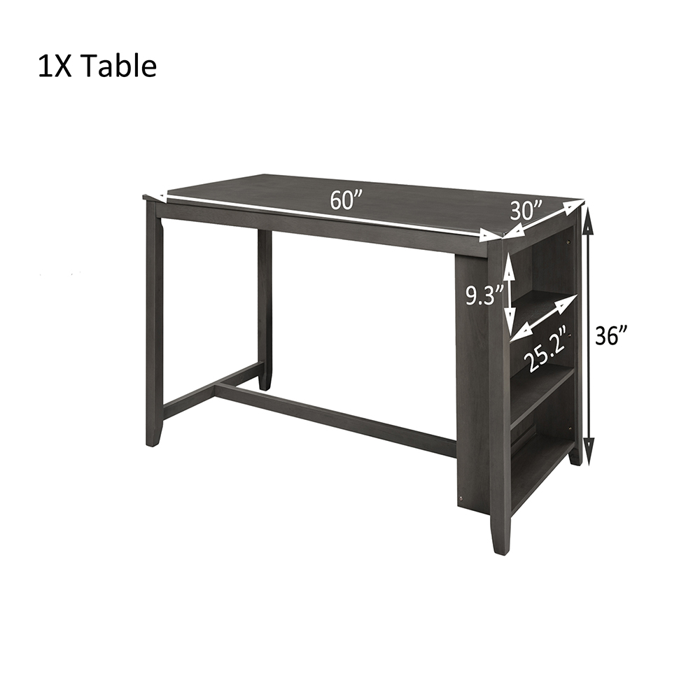 TOPMAX Counter Height Rustic Farmhouse Wooden Dining Table - Gray