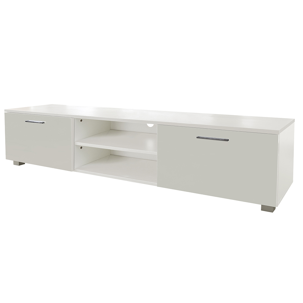 63" TV Stand with 2 Storage Drawers and Open Shelves, Suitable for Placing TVs up to 70" - White