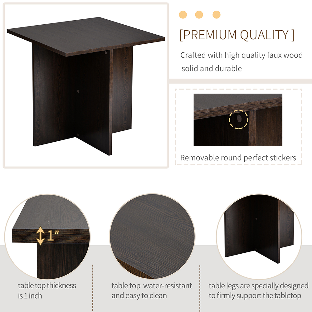 TREXM 5 Pieces Faux Wood Dining Table Set with 4 Storage Ottomans, for Kitchen, Living Room, Bedroom, Office - Espresso