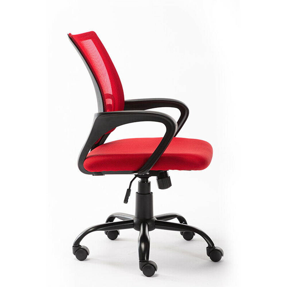 Home Office Mesh Swivel Chair Adjustable Height with Armrests and Ergonomics Backrest - Red