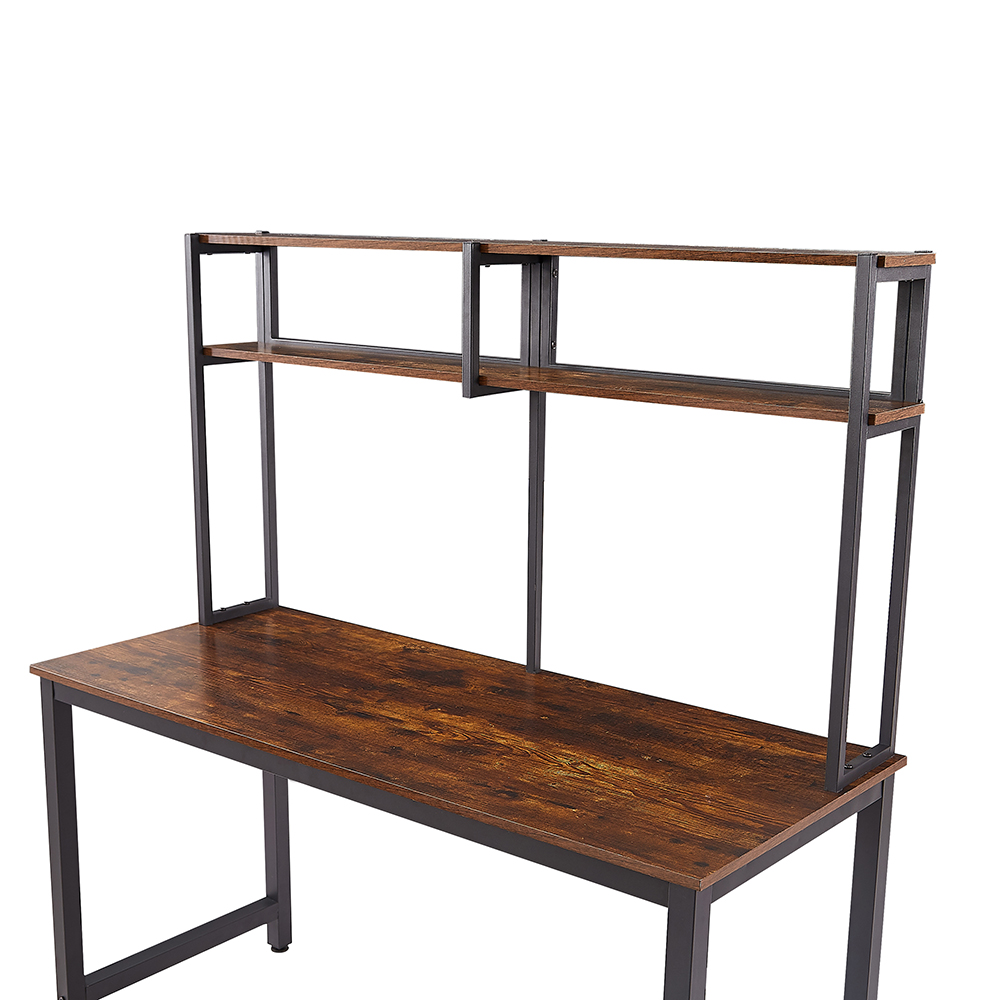 Home Office Computer Desk with Three-dimensional Shelf - Brown