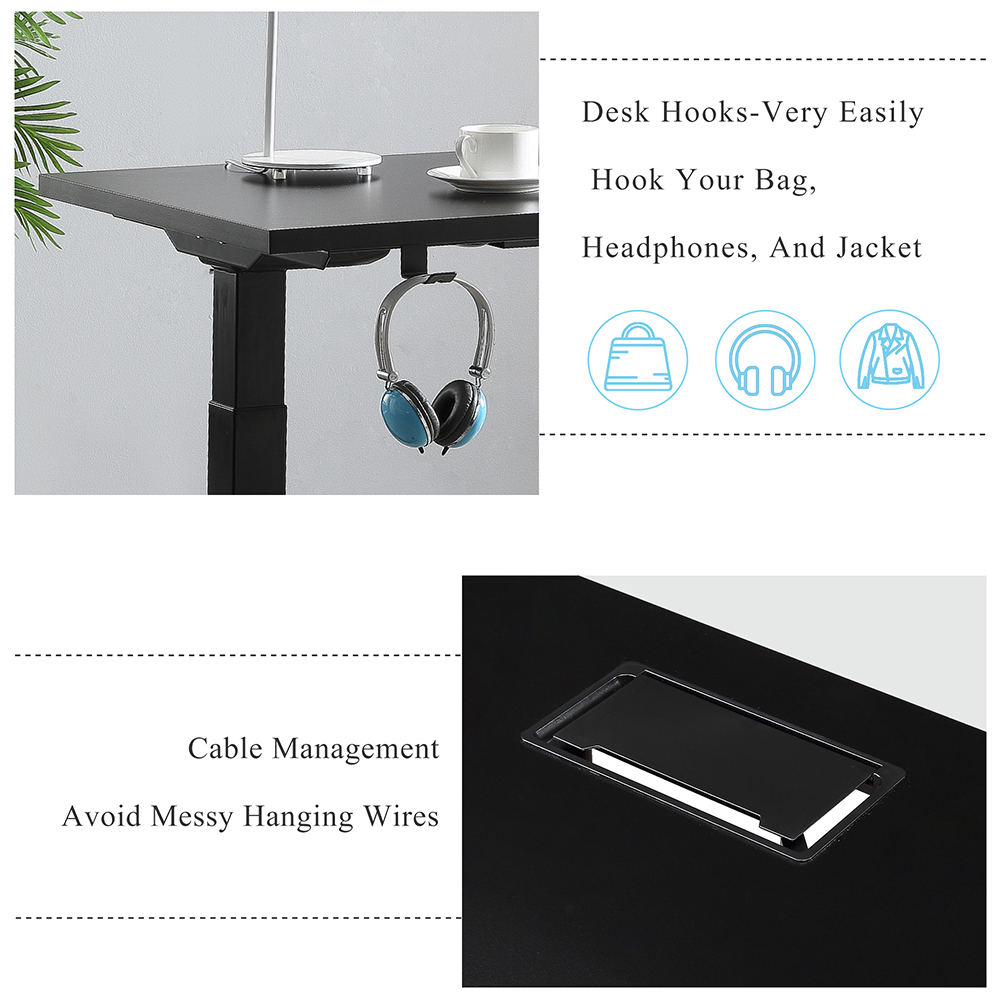 Home Office Standing Computer Desk Height Adjustable Electric Lifting System - Black