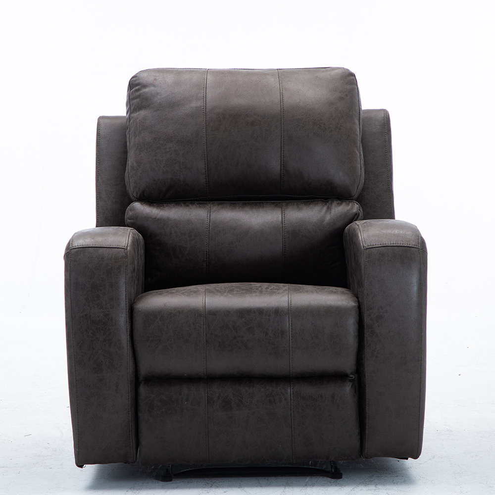 Suede Recliner Single Sofa with USB Charging Port for Theater, Office, Living Room, Bedroom - Smoky Grey