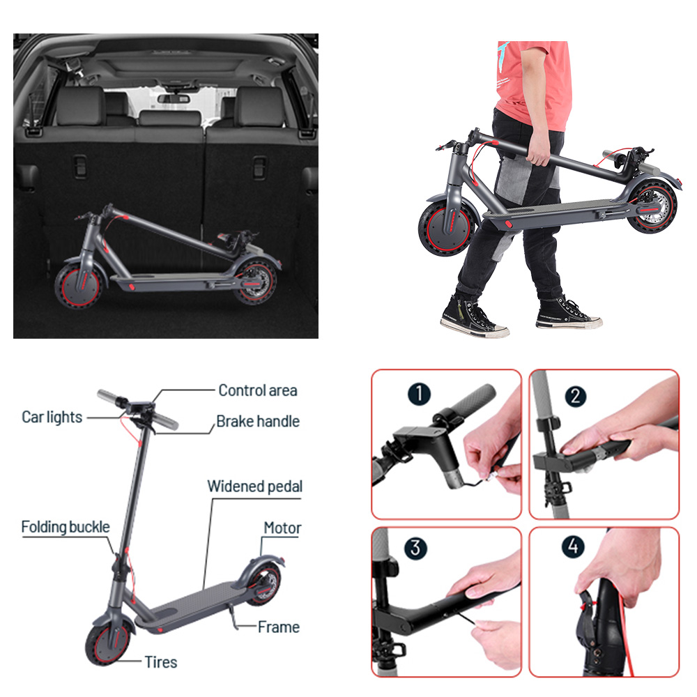 M1 Folding Electric Scooter 8.5" 350W Motor 36V 10.4Ah Battery BMS 3 Speed Modes Disc Brake Max Speed 25KM/h LCD Display 25-30KM Long Range Support Bluetooth APP - Black