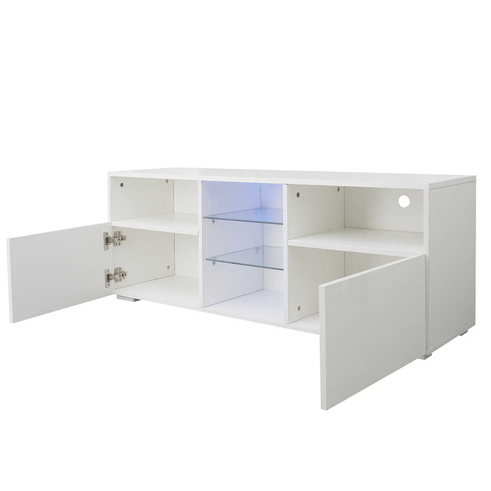 47" TV Stand With 2 Storage Drawers And Open Shelves, Suitable For Placing TVs Up To 55" - White 9 47" TV Stand with 2 Storage Drawers and Open Shelves, Suitable for Placing TVs up to 55" - White