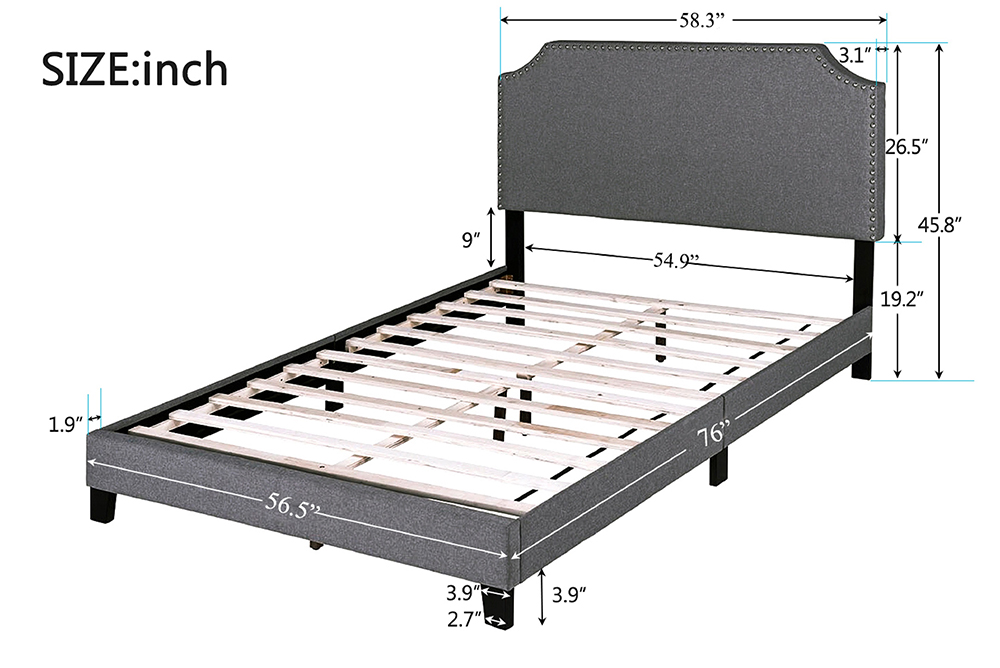 TOPMAX Upholstered Platform Bed Frame Full Size (Only frame)