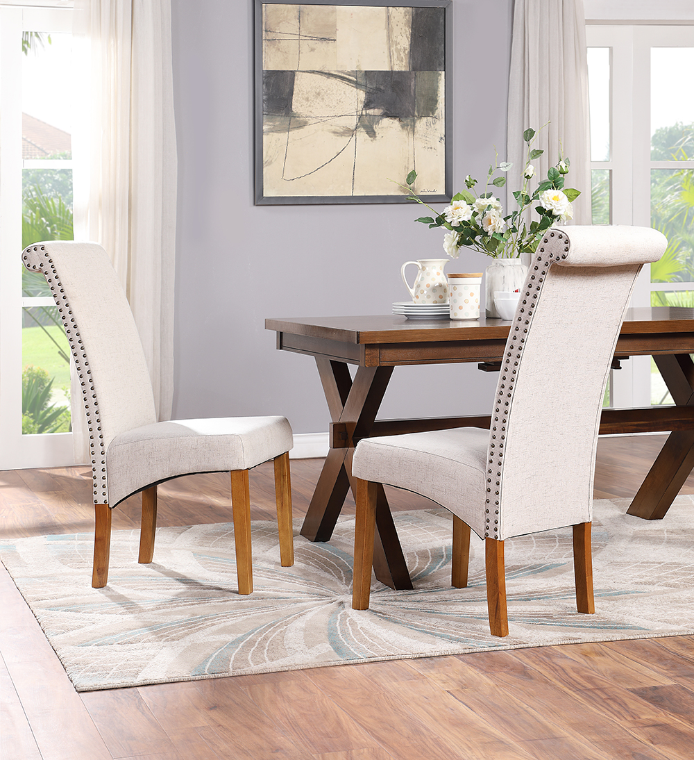 Topmax Linen Upholstered Dining Chair, Benchwright Linen Tufted Dining Chair
