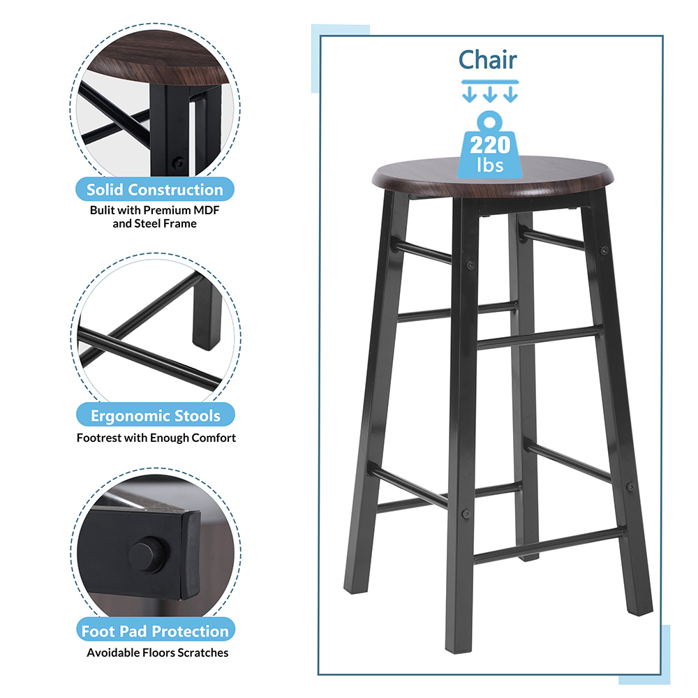 TOPMAX 5 Piece Folding Bar Table Set with 4 Stools for Kitchen, Living Room, Bar, Restaurant - Dark Coffee