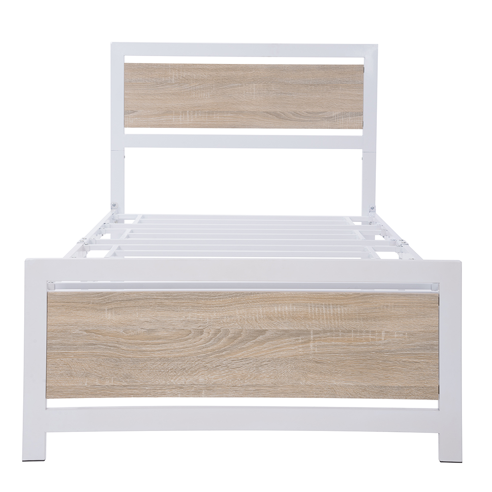Home Metal Bed Frame with Headboard and Footboard Twin Size (Only Frame) - White