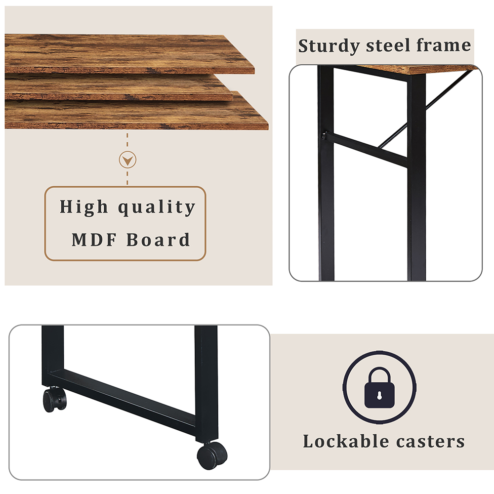 Home Office L-Shaped Rotating Computer Desk, with Five-layer Shelf - Tiger