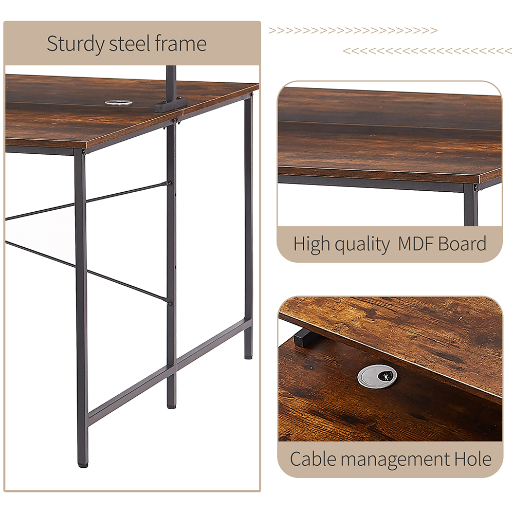 Home Office 47" Dual Person Computer Desk with Display Riser, Face-to-face Use - Brown