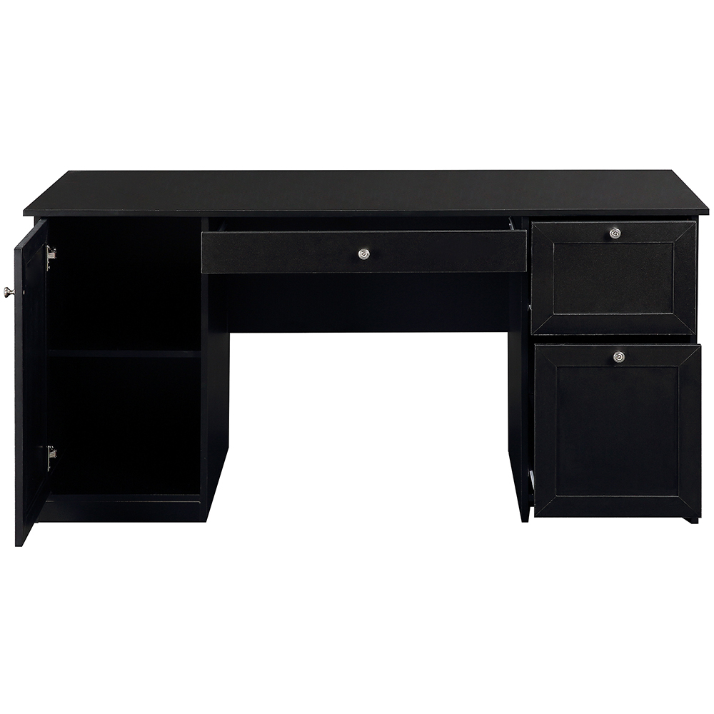 Home Office Computer Desk with 2 Drawers, Pullout Keyboard and Storage Cabinet - Black