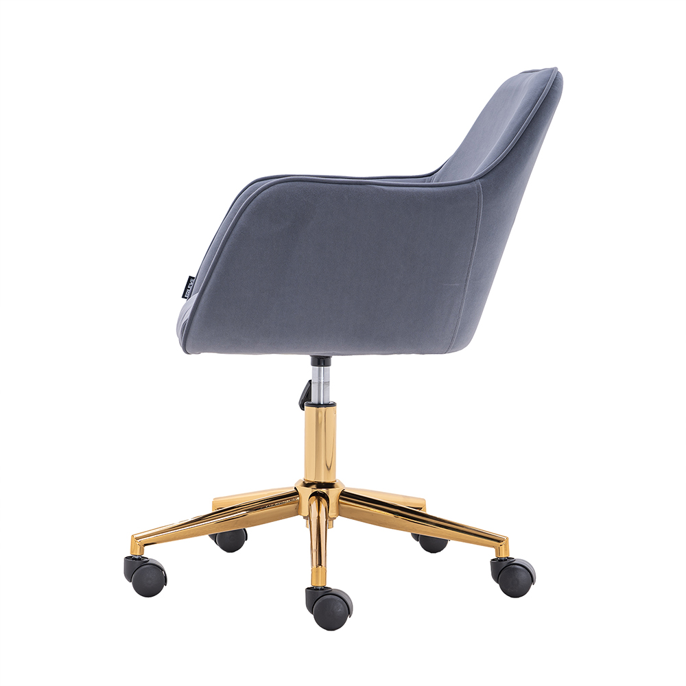 Velvet Rotating Chair Height Adjustable Grey