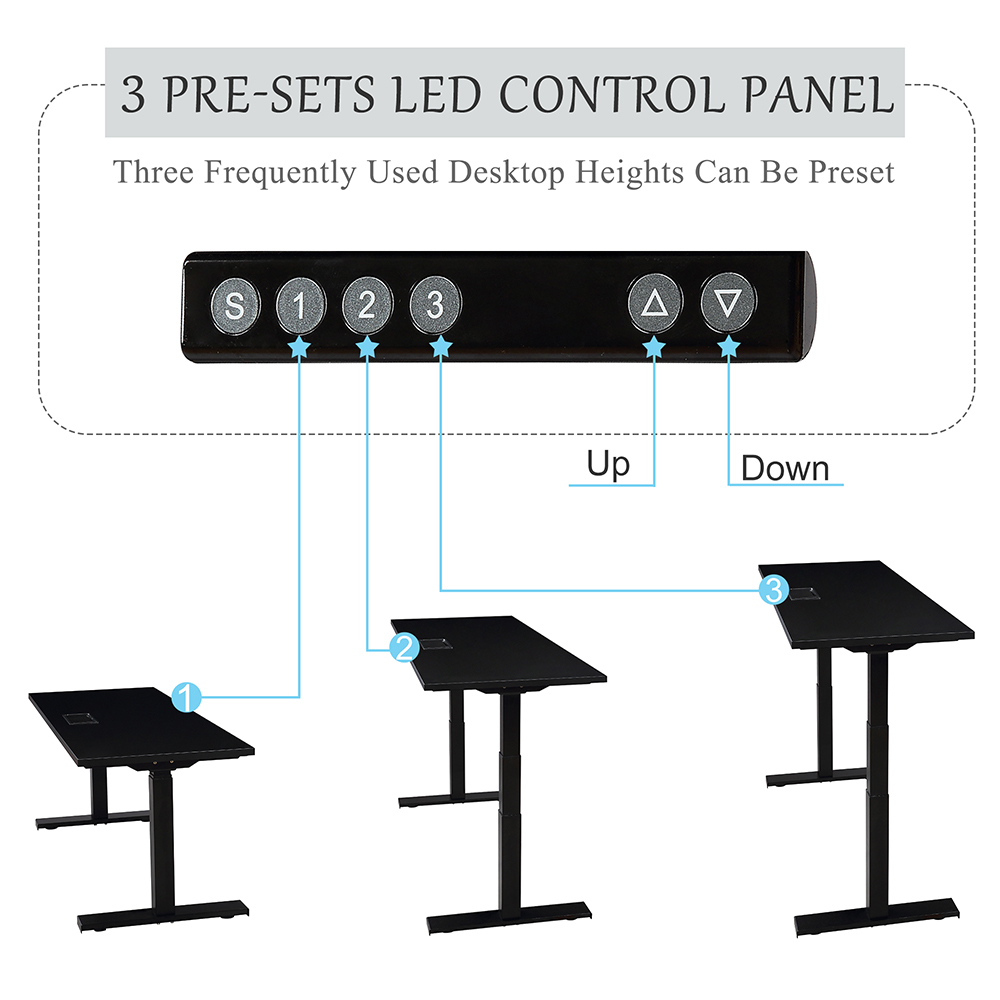 Home Office Standing Computer Desk Height Adjustable Electric Lifting System - Black