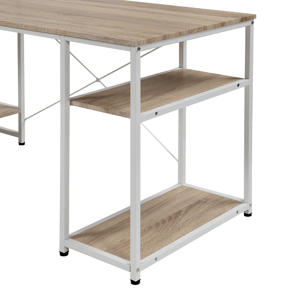 Home Office Computer Desk with Five-layer Shelf & CPU Bracket - Oak