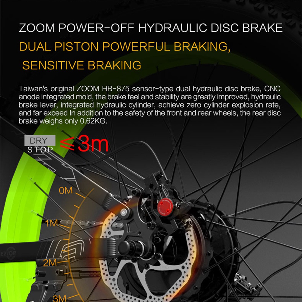 BEZIOR X1000 Bicicleta eléctrica plegable Panasonic 48V 12.8Ah 1000W Motor Neumático grueso de 26 pulgadas Marco de aleación de aluminio Shimano Cambio de 27 velocidades Velocidad máxima 40km / h IP54 100KM Alcance de kilometraje asistido por energía Pantalla LCD IP54 a prueba de agua - Negro Verde