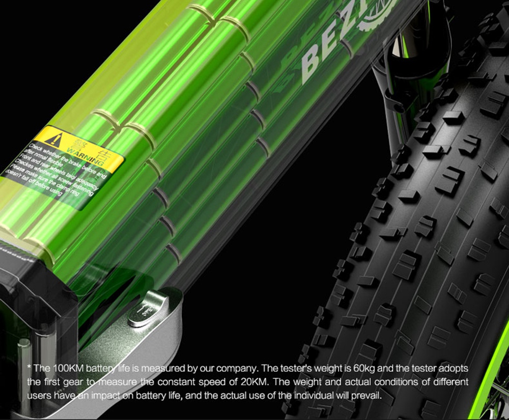 BEZIOR X1000 Składany rower elektryczny Rower Panasonic 48V 12.8Ah 1000W Silnik 26-calowy Fat Tire Rama ze stopu aluminium Shimano 27-biegowa zmiana Maksymalna prędkość 40 km / h IP54 100KM Wspomagany przebieg przebiegu Wyświetlacz LCD IP54 wodoodporny - czarny zielony