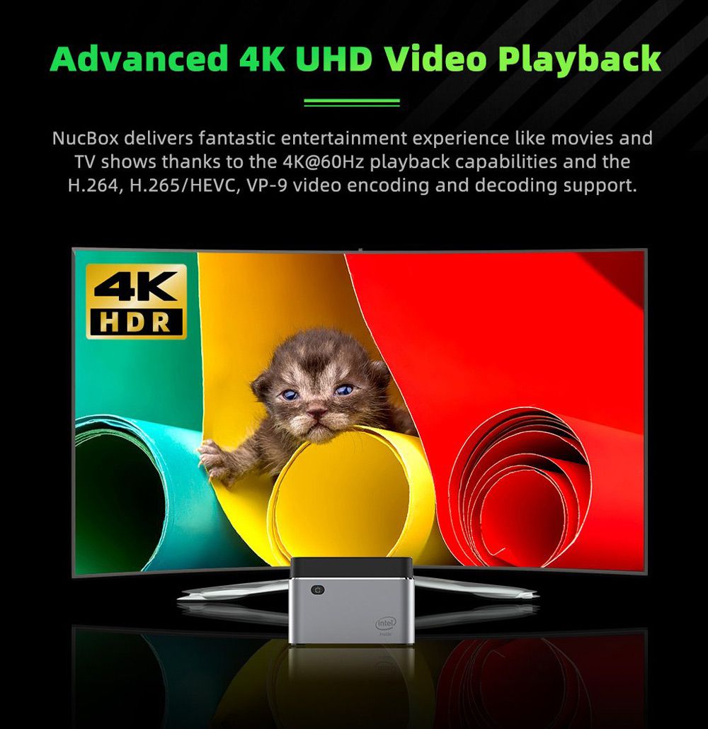 GMK NucBox Windows 10 4K Mini PC Intel J4125 Intel HD Graphics 600 8GB RAM 128GB SSD 2.4G/5G WiFi HDMI 2.0