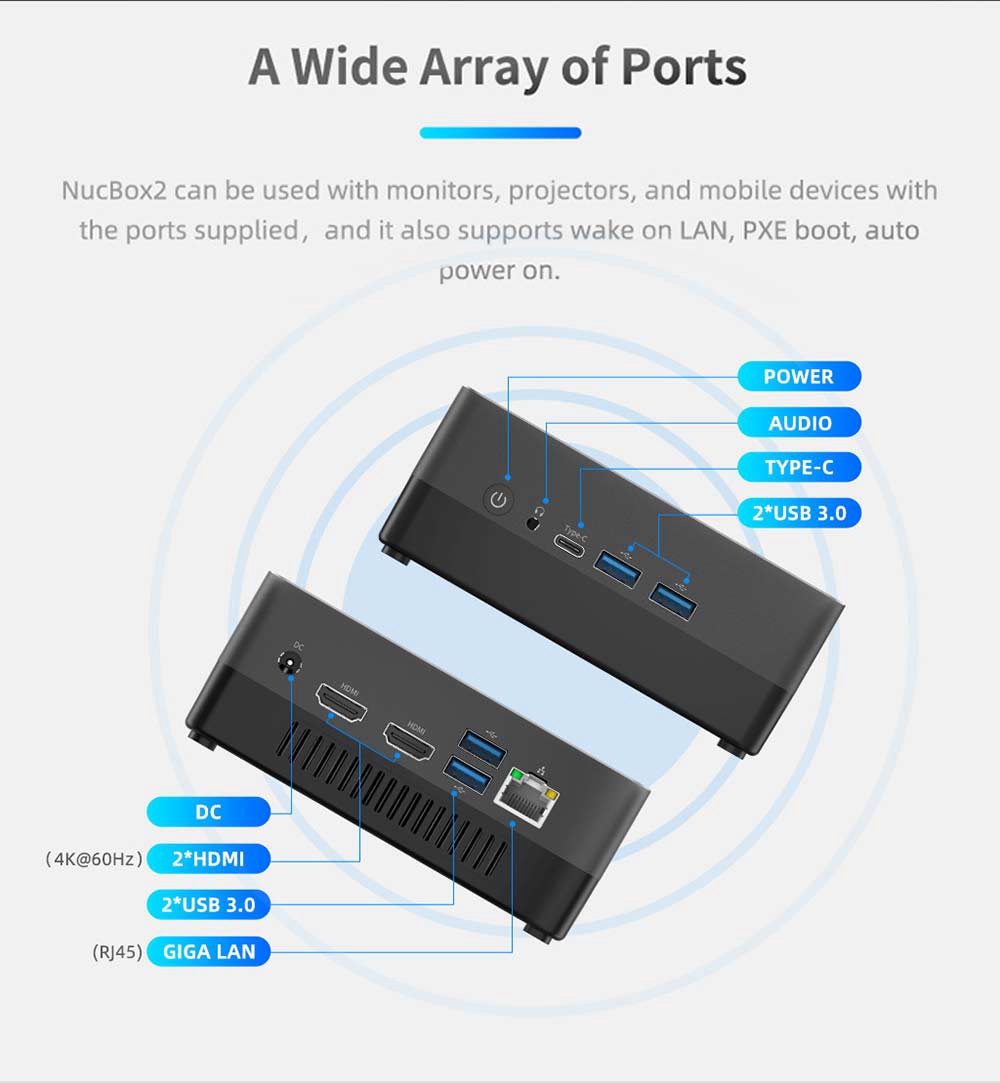 GMK NucBox2 Intel Core i5-8259U 8GB RAM 256GB SSD Licensed Windows 10 Mini PC WIFI 6 RJ45 SATA*2 HDMI*2