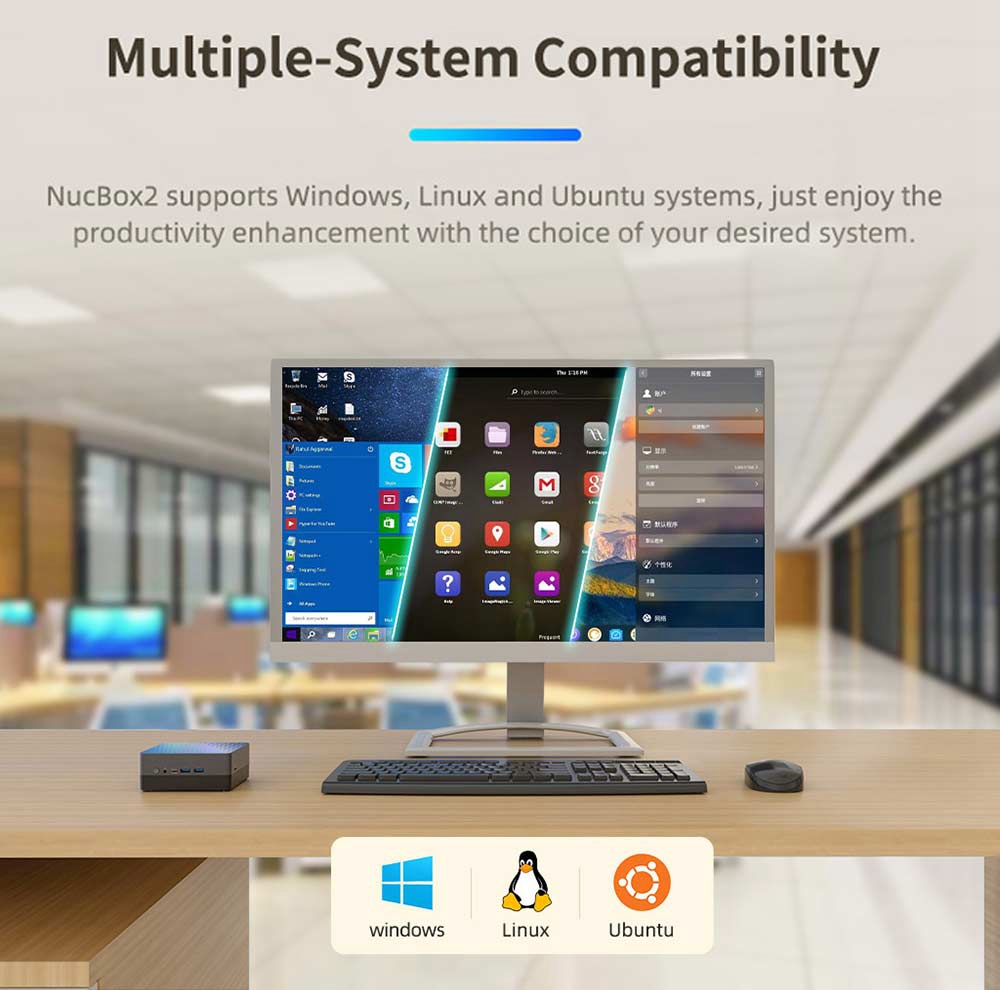GMK NucBox2 Intel Core i5-8259U 8GB RAM 256GB SSD Licensed Windows 10 Mini PC WIFI 6 RJ45 SATA*2 HDMI*2