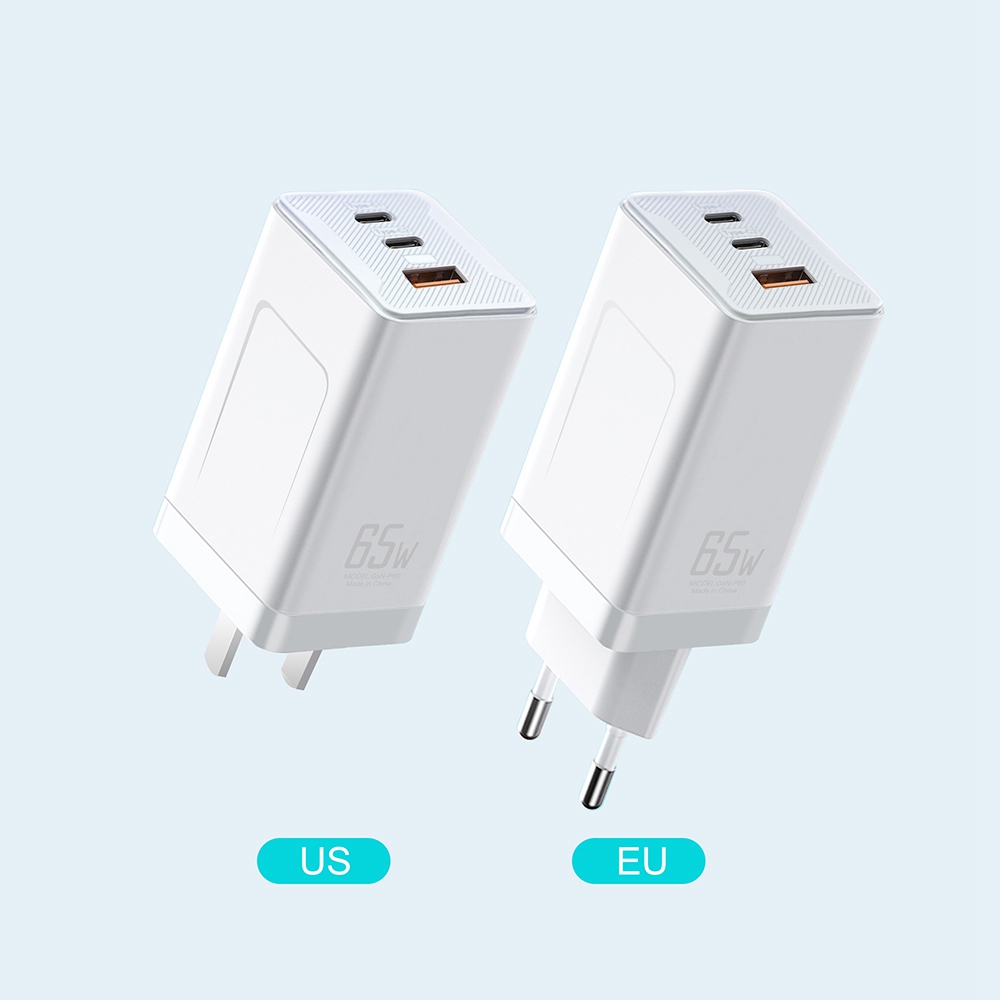 GaN-P60 GaN 65W USB C Charger Quick Charge 3.0 QC3.0 PD3.0 USB-C Type C Fast USB Charger For iPhone 12 Pro Max Macbook -White US Plug