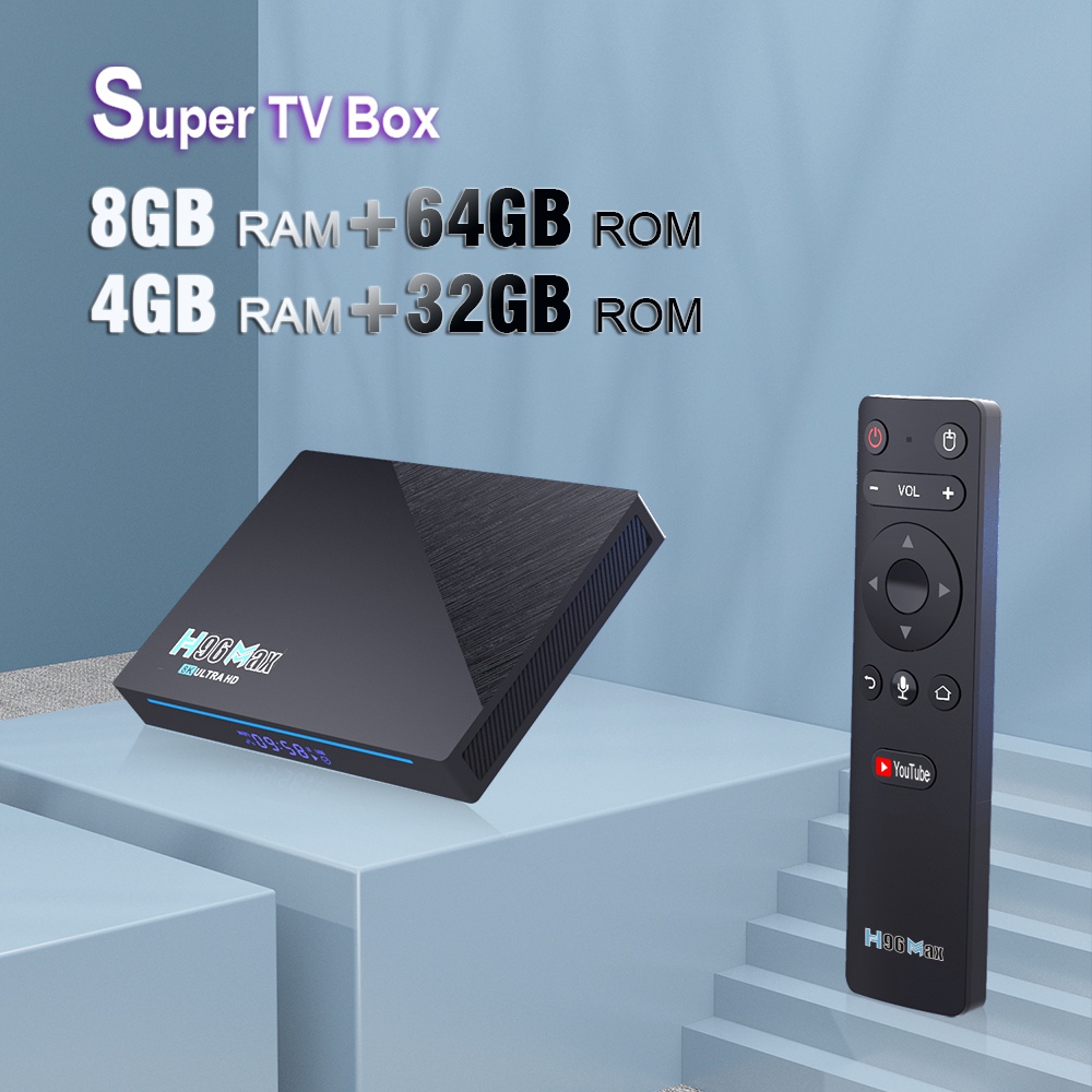 H96 MAX RK3566 Android 11 RK3566 TV BOX 4 GB / 32 GB 1.8 GHz 2.4G + 5G WIFI Gigabit LAN Telecomando vocale