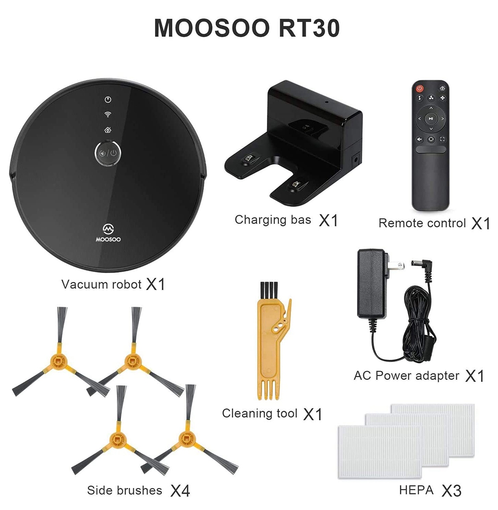 MooSoo RT30 Smart Robot Vacuum Cleaner Black