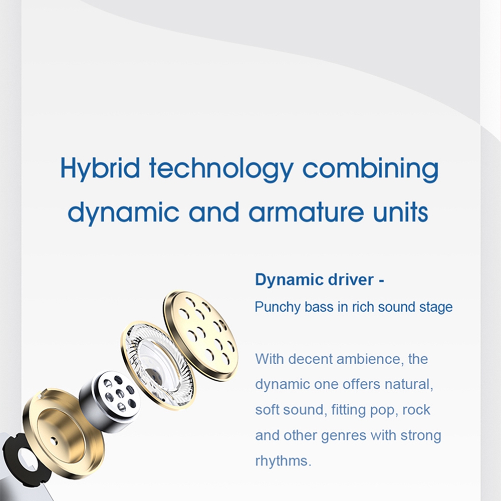 QCY T11 Hifi Dynamic Armature TWS oordopjes met 4 microfoons Geluidsisolatie Snel opladen APP-bediening - Wit