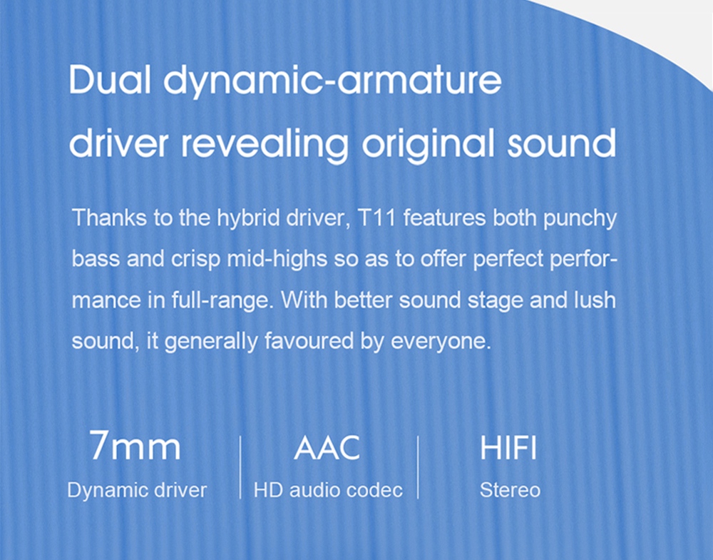 QCY T11 Hifi Dynamic Armature TWS Earbuds with 4 Mics Noise Isolation Quick Charge APP Control- White