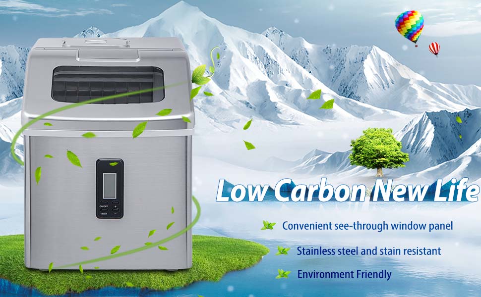 Sentern Portable Electric Clear Ice Maker Machine Stainless Steel Countertop Ice Making Machine
