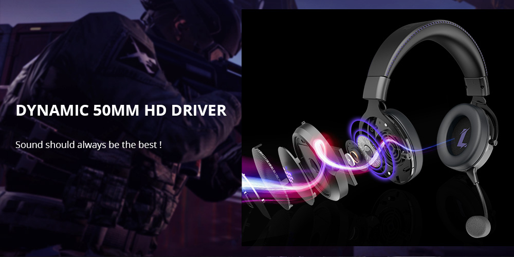 Tronsmart Shadow 2.4G draadloze gaming-headset -Zwart + paars